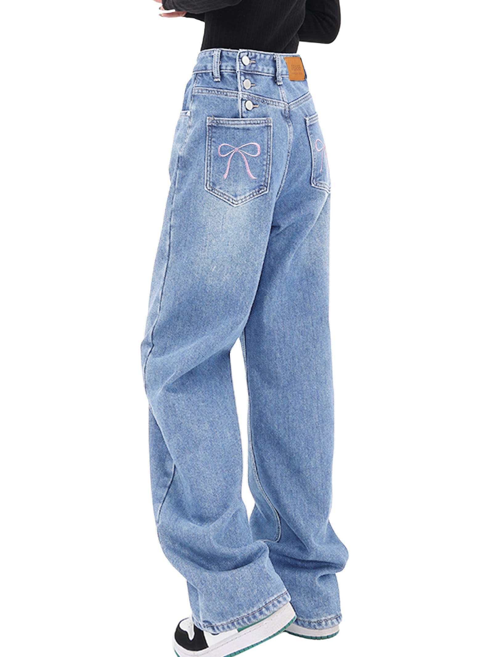 EMMIOL Women Baggy Jeans High Waist Boyfriend Streetwear Vintage Jeans Wide Leg Denim Pants