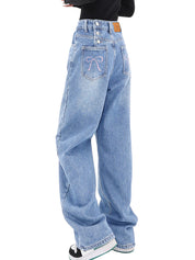 EMMIOL Women Baggy Jeans High Waist Boyfriend Streetwear Vintage Jeans Wide Leg Denim Pants