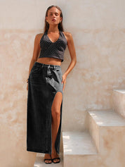 Jean Skirts for Women Maxi Side Slit Summer Trendy Denim Long Skirt | Women's Denim Maxi Skirt Sexy Skirts Long Jean Skirt High Waist Casual Street Wear Skirts 2026 Summer Dress