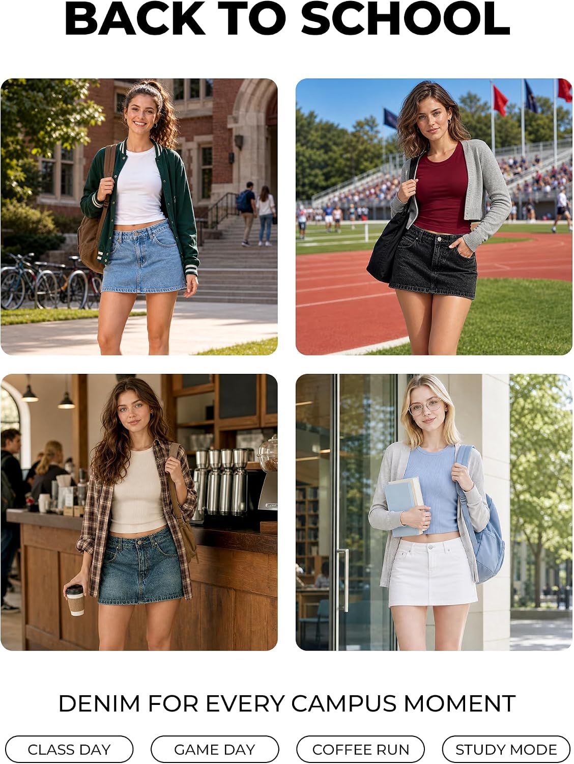 EMMIOL Jean Skirts for Women Mid Rise Summer Denim Skirt with Undershorts | Trendy Y2k Clothes Cotton-blend Denim Mini Skirt with Built-in Undershorts, Parties, Festivals, Dates, Vacations