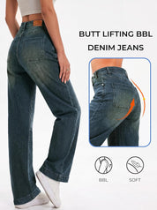 EMMIOL Women's Wide Leg Jeans Baggy Jeans High Waist Stretch Boyfriend Denim Pants Vintage Trousers with Pocket