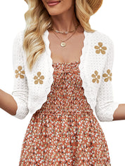 JOKELAMB Women Bolero Shrug Cropped Cardigan 3/4 Sleeve Shrugs for Dresses