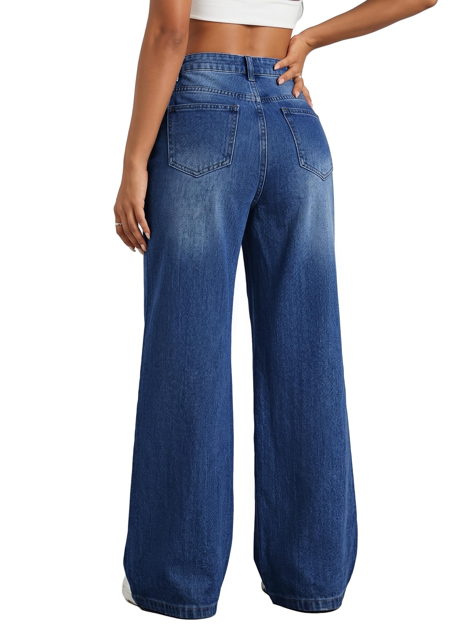 EMMIOL Women Baggy Jeans High Waist Boyfriend Streetwear Vintage Jeans Wide Leg Denim Pants