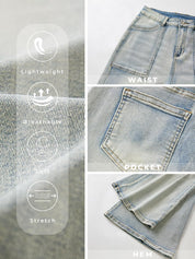 Women Mid Waisted Flare Jeans Y2K 90s Vintage Stretchy Bootcut Wide Leg Denim Pants Bell Bottom