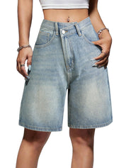 EMMIOL Women Jorts Baggy Jeans Shorts High Waisted Denim | Knee Length Y2K Bermuda Shorts Summer Hot Short Pants Streetwear