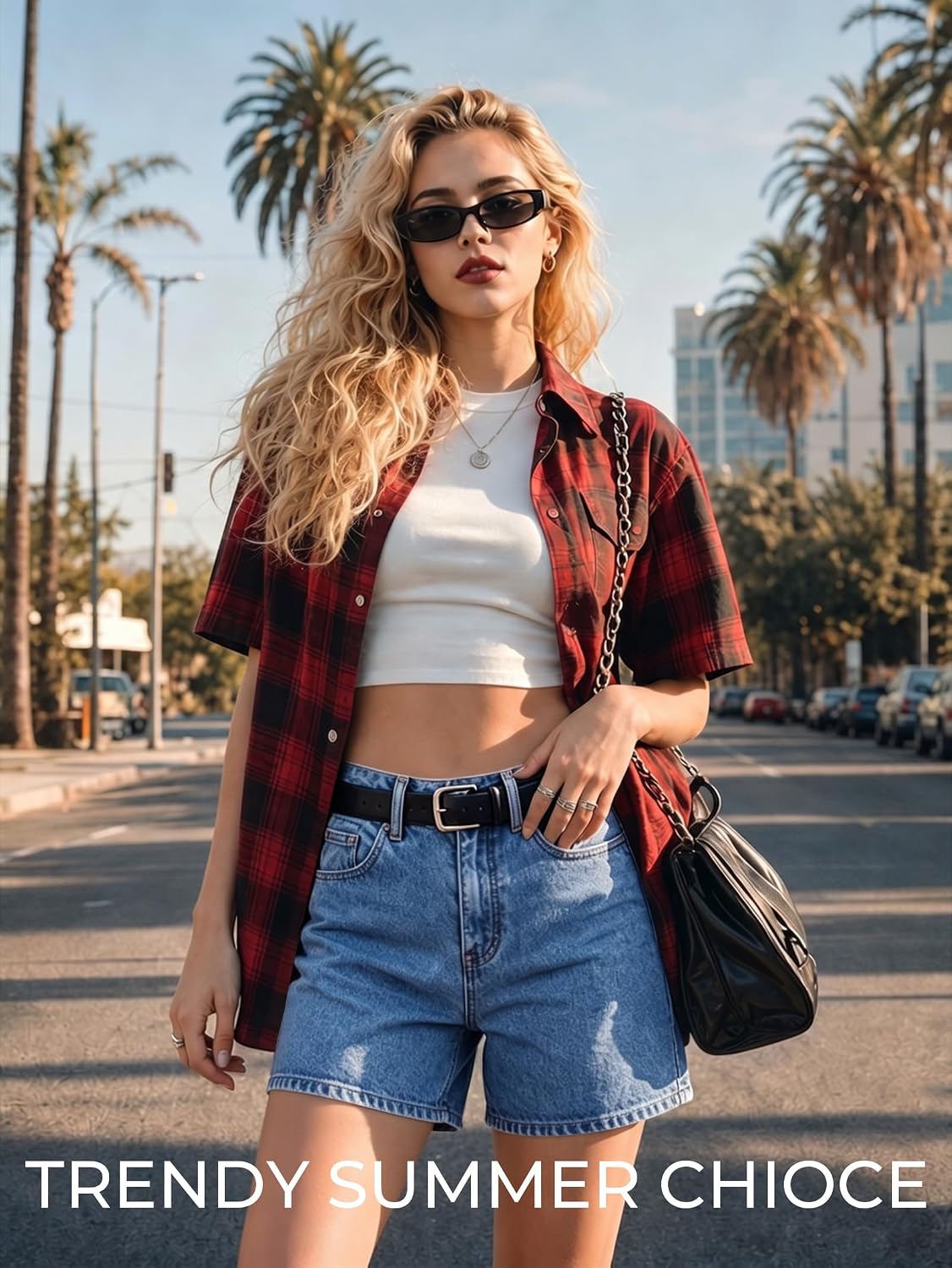 EMMIOL Jean Shorts Womens High Waisted Stretchy Jorts Summer | Vintage Button Y2K Denim Short Mid Length Casual Basic Solid Jeans Outfits with Front and Back Pockets