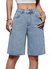 EMMIOL Women Jorts Wide Leg Jeans High Waisted Denim Bermuda Shorts | Knee Length,Casual Daily Wear,Trendy Outfits Summer Hot Short Pants 90S Streetwear with Pocket