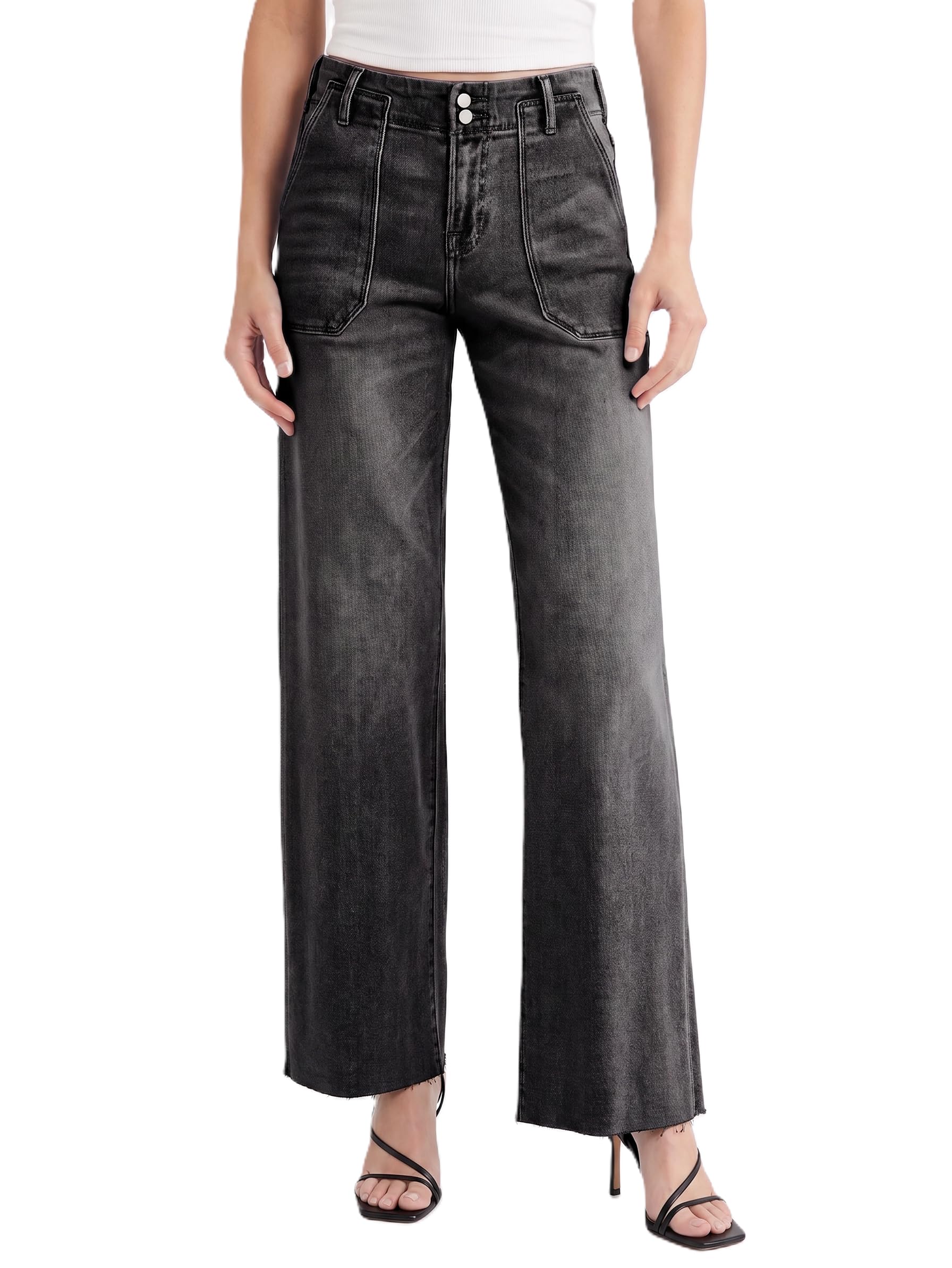 EMMIOL Womens Jeans Straight Leg,Mid-High Rise Baggy Denim Pants,Boyfriend Wide Leg,Loose Fit with Pocket,Runs Small; Size Up