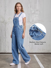 EMMIOL Women's Denim Overalls, Baggy Loose Fit Wide Leg Jumpsuit, 90s Vintage Style Overall with Adjustable Straps