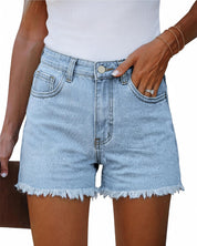 EMMIOL Jean Shorts Womens High Waisted Stretchy Jorts Summer | Vintage Button Y2K Denim Short Mid Length Casual Basic Solid Jeans Outfits with Front and Back Pockets