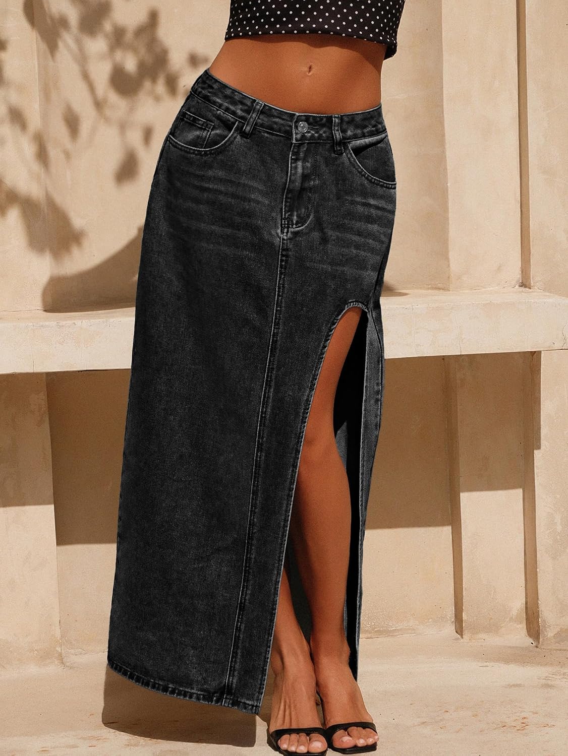 Jean Skirts for Women Maxi Side Slit Summer Trendy Denim Long Skirt | Women's Denim Maxi Skirt Sexy Skirts Long Jean Skirt High Waist Casual Street Wear Skirts 2026 Summer Dress