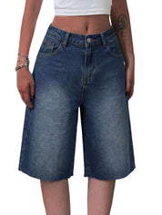EMMIOL Women Jorts Wide Leg Jeans High Waisted Denim Bermuda Shorts | Knee Length,Casual Daily Wear,Trendy Outfits Summer Hot Short Pants 90S Streetwear with Pocket