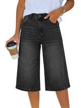 Mid Waisted Bermuda Denim Shorts