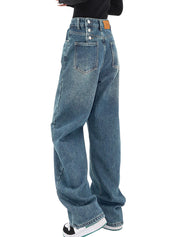 EMMIOL Women Baggy Jeans High Waist Boyfriend Streetwear Vintage Jeans Wide Leg Denim Pants