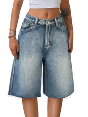 EMMIOL Women Jorts Wide Leg Jeans High Waisted Denim Bermuda Shorts | Knee Length,Casual Daily Wear,Trendy Outfits Summer Hot Short Pants 90S Streetwear with Pocket