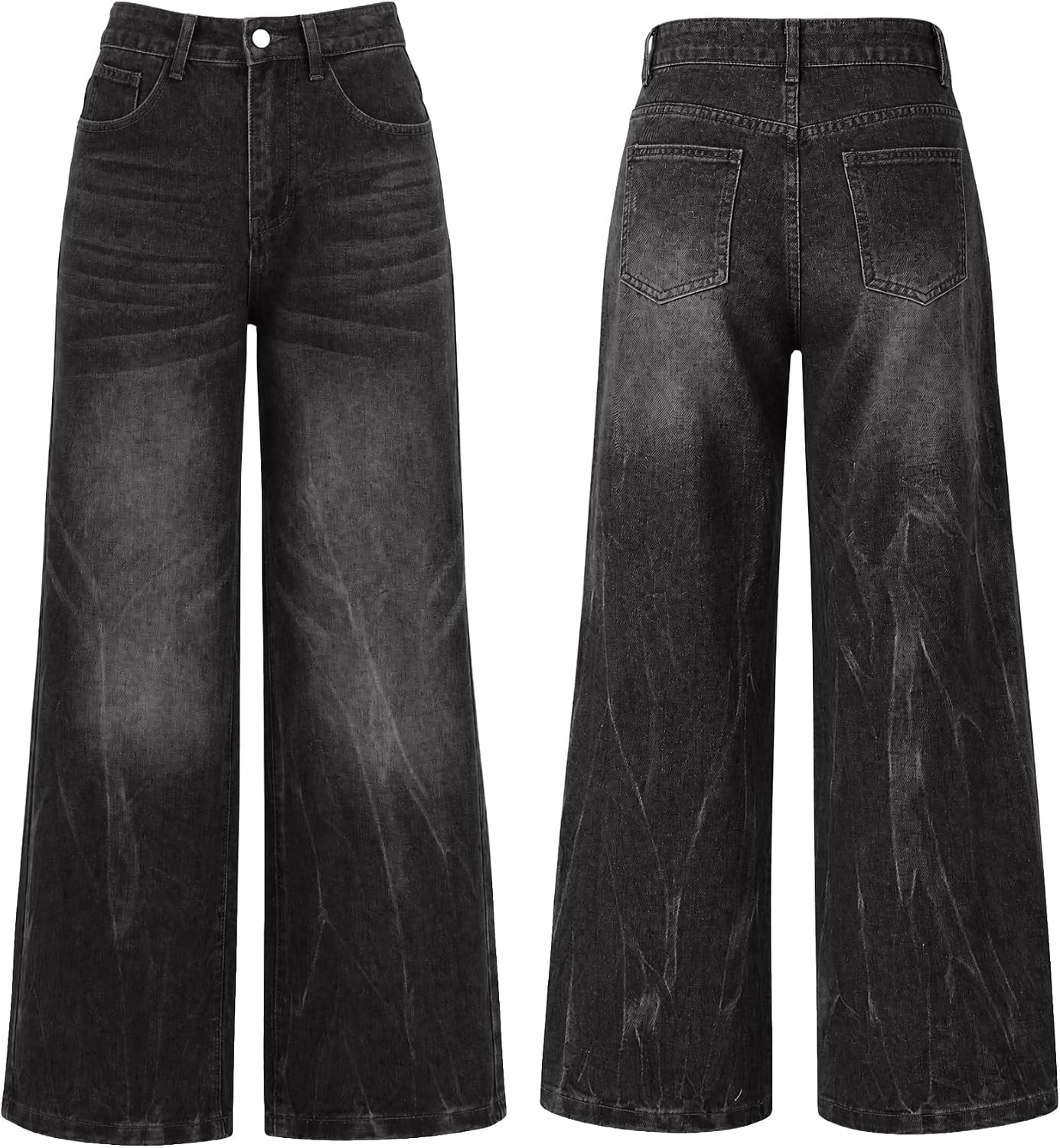 EMMIOL Baggy Jeans Women High Waisted Wide Leg Jeans | Patchwork Pockets,Y2K Boyfriend Denim Pants,Back to School Outfits for women