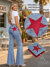 EMMIOL Jeans for Women High Waisted Women's Jeans with Star Patches, Vintage Y2K Denim Pants,Flare Style