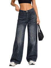 EMMIOL Baggy Jeans Women High Waisted Wide Leg Jeans | Patchwork Pockets,Y2K Boyfriend Denim Pants,Back to School Outfits for women