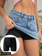 EMMIOL Jean Skirts for Women Mid Rise Summer Denim Skirt with Undershorts | Trendy Y2k Clothes Cotton-blend Denim Mini Skirt with Built-in Undershorts, Parties, Festivals, Dates, Vacations