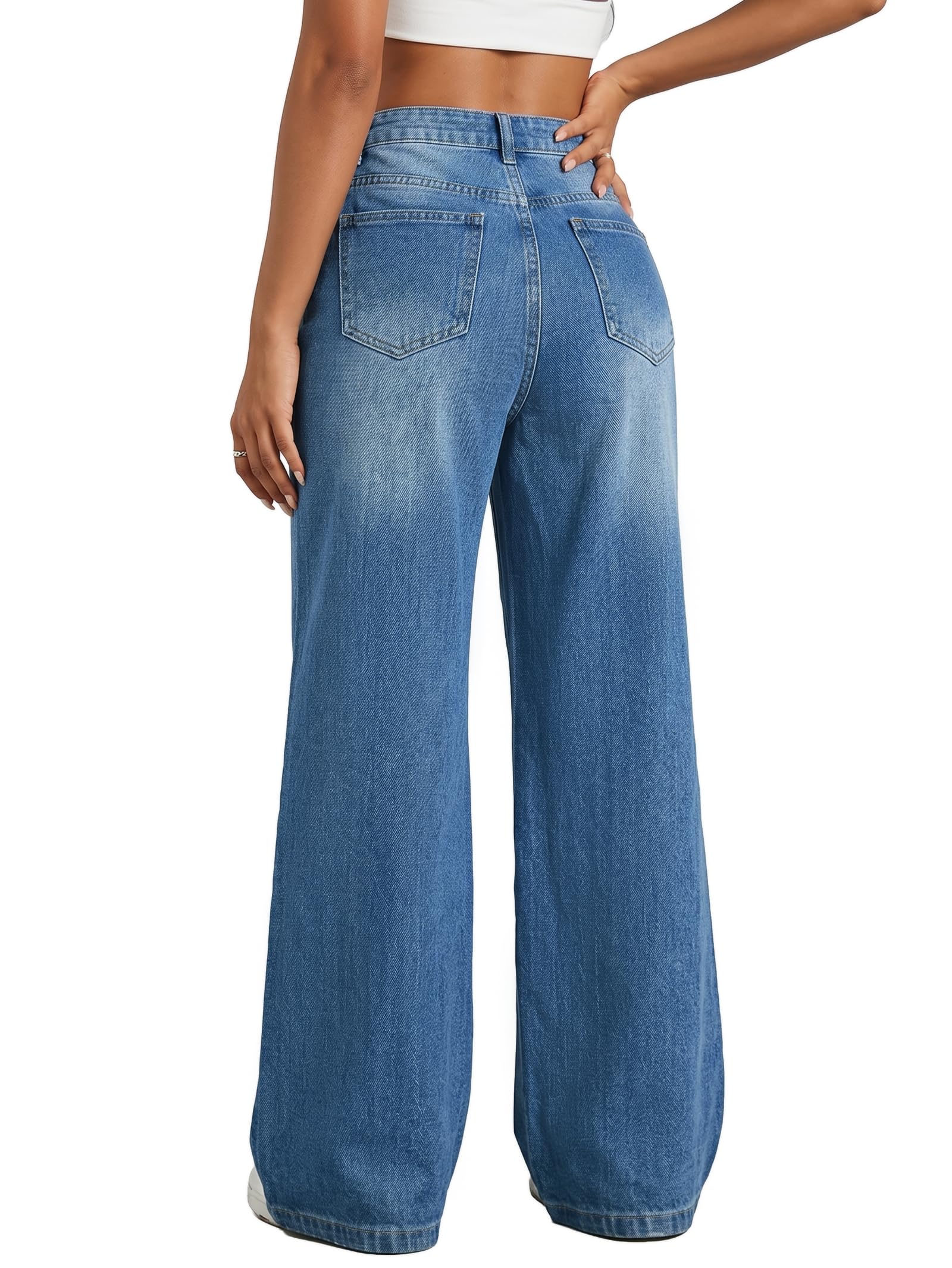 EMMIOL Women Baggy Jeans High Waist Boyfriend Streetwear Vintage Jeans Wide Leg Denim Pants
