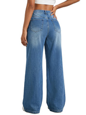 EMMIOL Women Baggy Jeans High Waist Boyfriend Streetwear Vintage Jeans Wide Leg Denim Pants