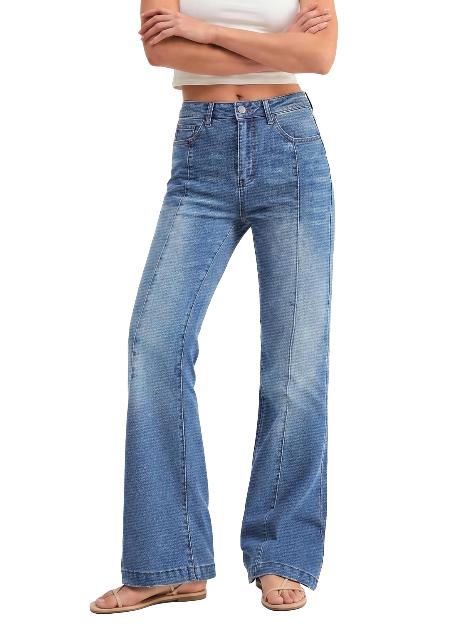 High Waisted Bootcut Flare Denim Pants