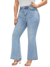 EMMIOL Flare Jeans for Women High Waisted Women's Stretch Bootcut Jeans | Plus Size Bell Bottom Denim Pants with Pockets,Y2K Look,Ripped Design