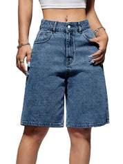 EMMIOL Women Jorts Wide Leg Jeans High Waisted Denim Bermuda Shorts | Knee Length,Casual Daily Wear,Trendy Outfits Summer Hot Short Pants 90S Streetwear with Pocket