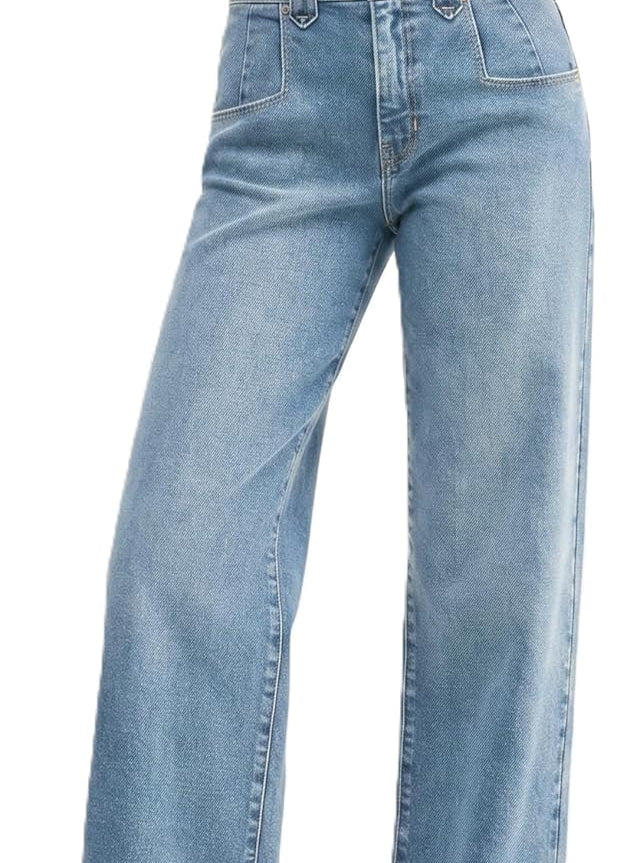 EMMIOL Womens Jeans Straight Leg,Mid-High Rise Baggy Denim Pants,Boyfriend Wide Leg,Loose Fit with Pocket,Runs Small; Size Up