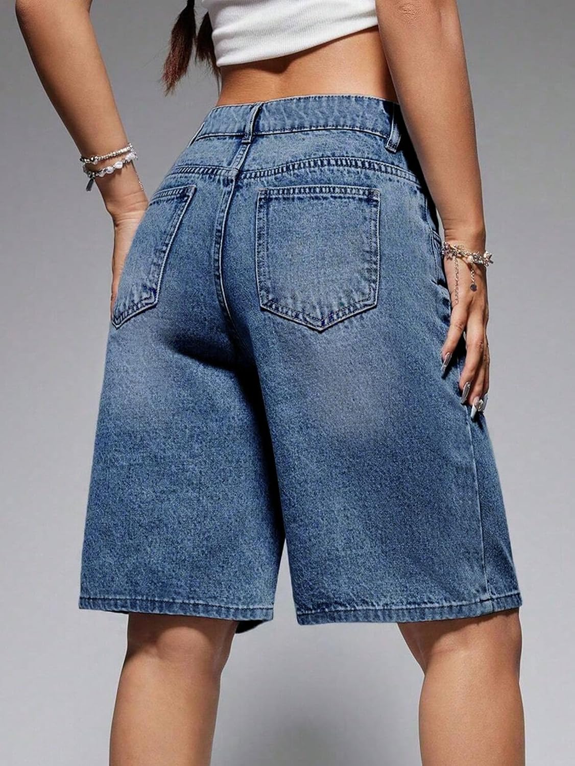 EMMIOL Women Jorts Wide Leg Jeans High Waisted Denim Bermuda Shorts | Knee Length,Casual Daily Wear,Trendy Outfits Summer Hot Short Pants 90S Streetwear with Pocket