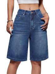 EMMIOL Women Jorts Wide Leg Jeans High Waisted Denim Bermuda Shorts | Knee Length,Casual Daily Wear,Trendy Outfits Summer Hot Short Pants 90S Streetwear with Pocket