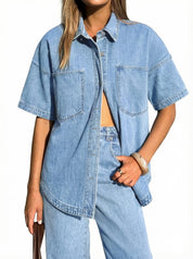 EMMIOL Women Denim Shirts Oversized Long Sleeve Button Down Blouse Distressed Jean Jacket Fall Outfits 2026