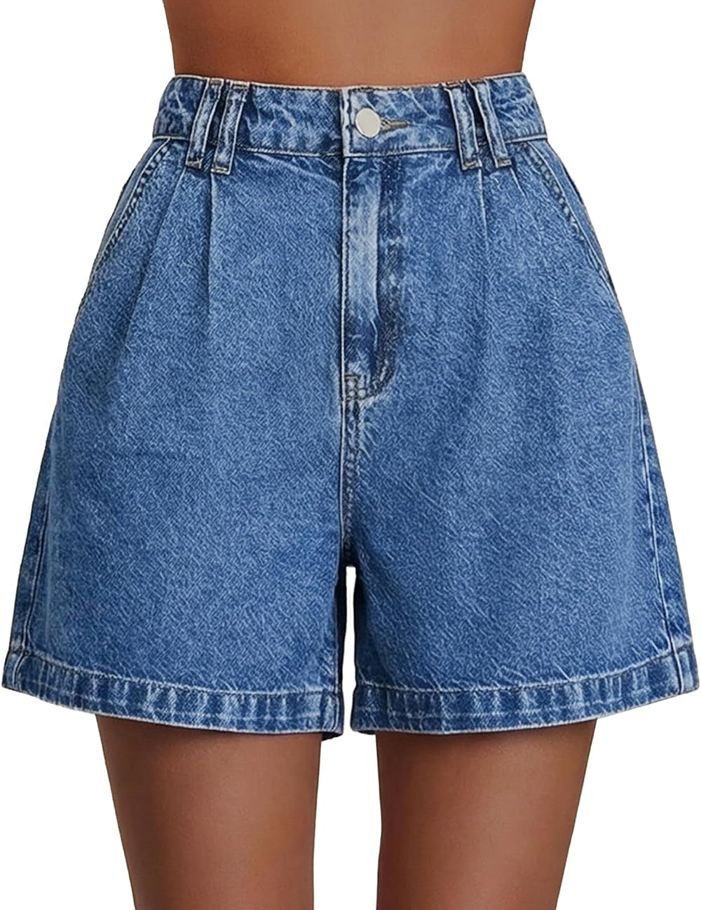 EMMIOL Jean Shorts for Women High Waisted Wide Leg Stretchy Denim Shorts | Casual Summer Jorts with Pockets, Lightweight Cotton Shorts for Vacation Beach Outfits