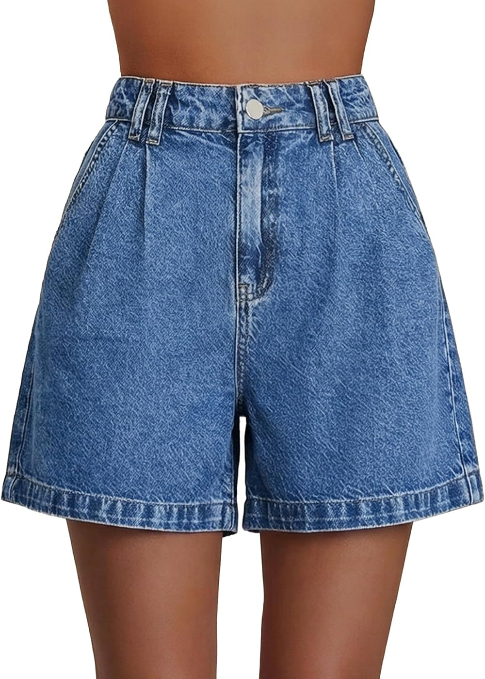EMMIOL Jean Shorts for Women High Waisted Wide Leg Stretchy Denim Shorts | Casual Summer Jorts with Pockets, Lightweight Cotton Shorts for Vacation Beach Outfits