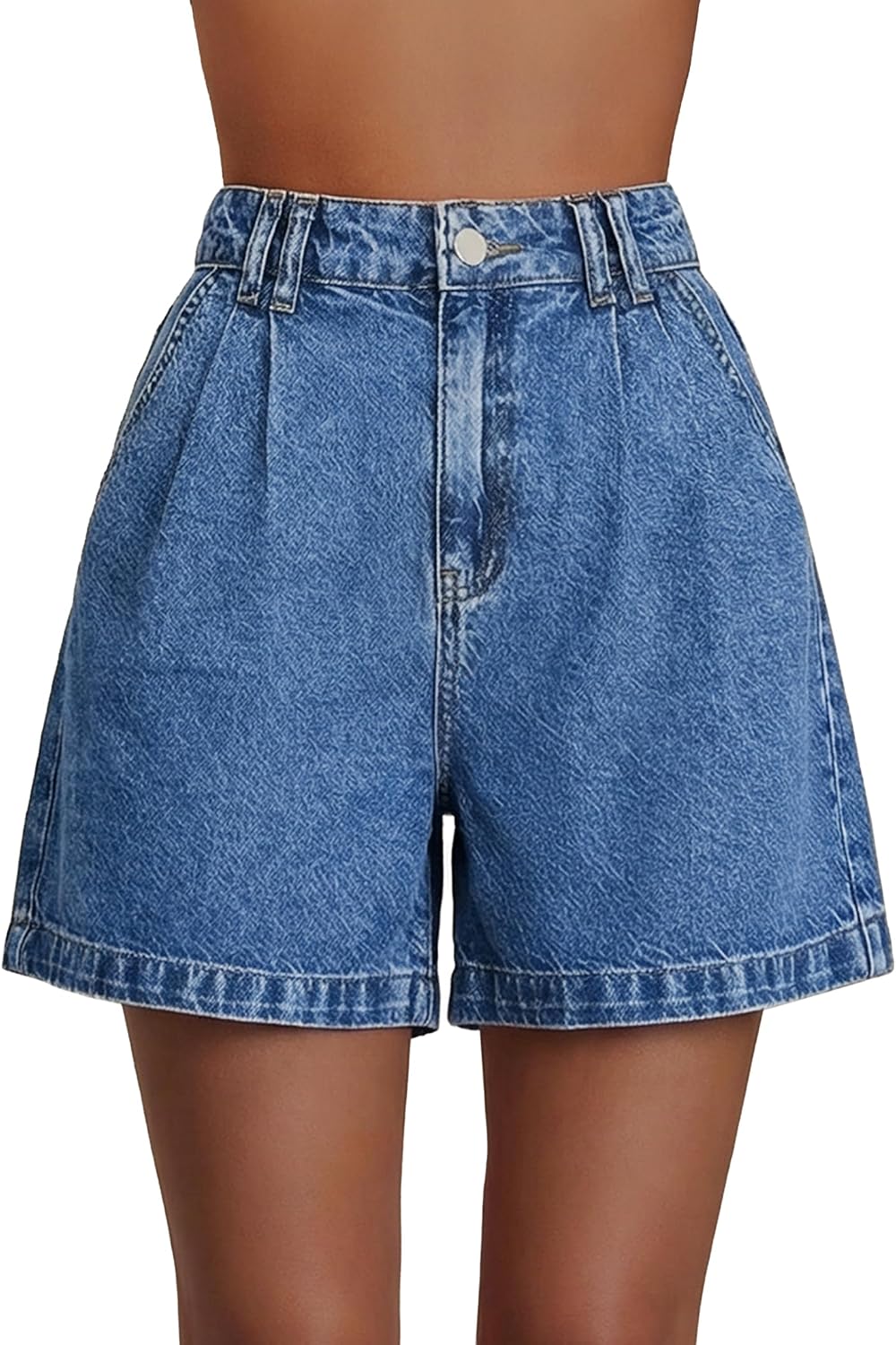EMMIOL Jean Shorts for Women High Waisted Wide Leg Stretchy Denim Shorts | Casual Summer Jorts with Pockets, Lightweight Cotton Shorts for Vacation Beach Outfits