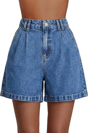 EMMIOL Jean Shorts for Women High Waisted Wide Leg Stretchy Denim Shorts | Casual Summer Jorts with Pockets, Lightweight Cotton Shorts for Vacation Beach Outfits
