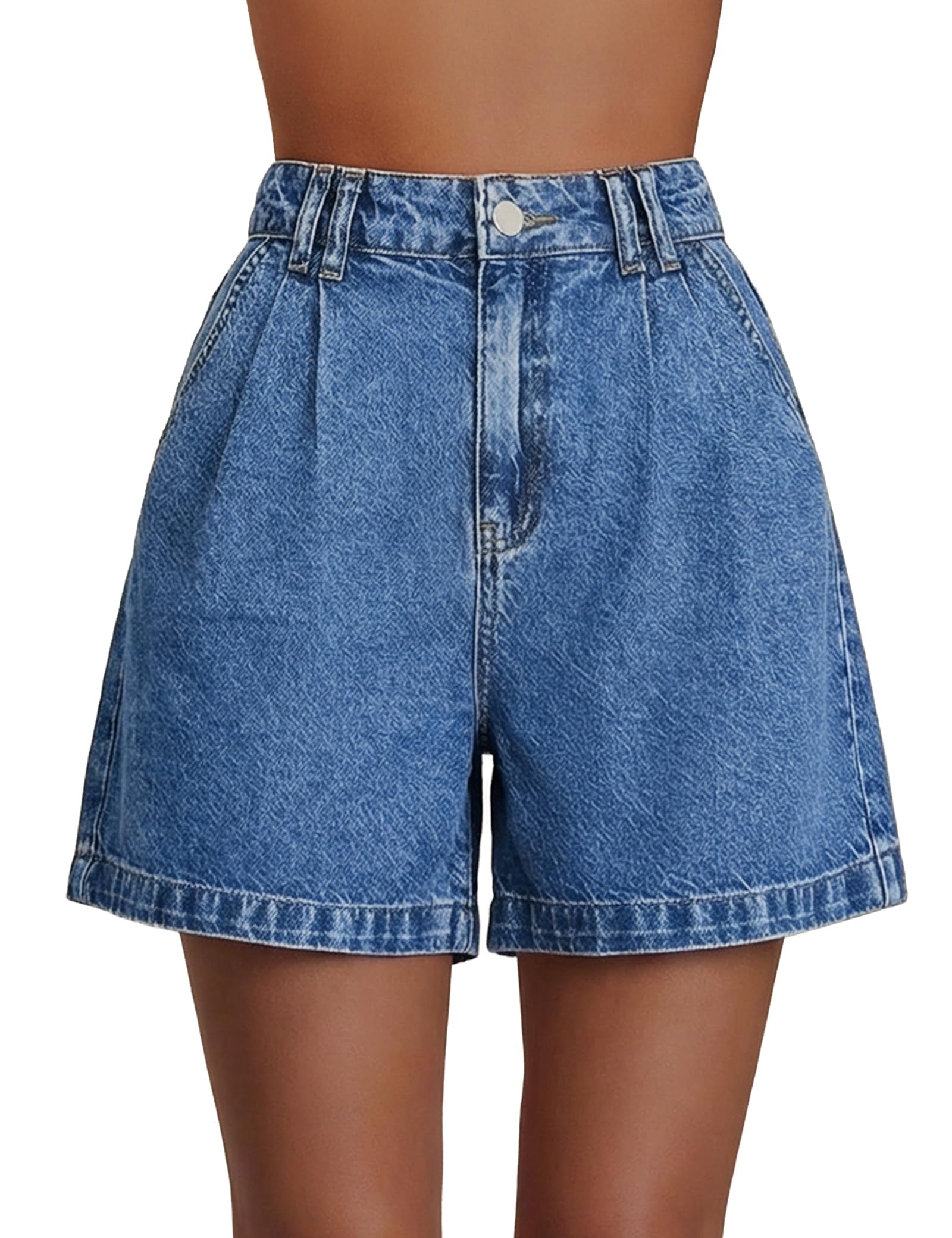 EMMIOL Jean Shorts for Women High Waisted Wide Leg Stretchy Denim Shorts | Casual Summer Jorts with Pockets, Lightweight Cotton Shorts for Vacation Beach Outfits
