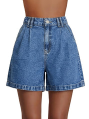 EMMIOL Jean Shorts for Women High Waisted Wide Leg Stretchy Denim Shorts | Casual Summer Jorts with Pockets, Lightweight Cotton Shorts for Vacation Beach Outfits