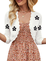 JOKELAMB Women Bolero Shrug Cropped Cardigan 3/4 Sleeve Shrugs for Dresses