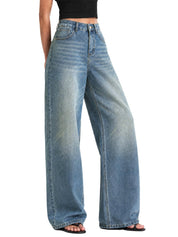 High Waisted Baggy Wide Leg Denim Pants