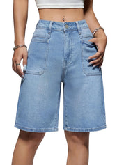 EMMIOL Women Jorts Wide Leg Jeans High Waisted Denim Bermuda Shorts | Knee Length,Casual Daily Wear,Trendy Outfits Summer Hot Short Pants 90S Streetwear with Pocket
