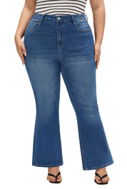 EMMIOL Flare Jeans for Women High Waisted Women's Stretch Bootcut Jeans | Plus Size Bell Bottom Denim Pants with Pockets,Y2K Look,Ripped Design
