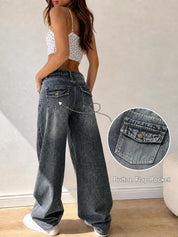 EMMIOL Baggy Jeans for Women High Waisted Womens Wide Leg Jeans Plus Size | Y2K Boyfriends Denim Pants, Casual Loose Wide Leg Jeans, Straight Leg, High Waist, 90s Vintage Baggy Pants with Pockets