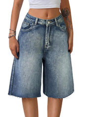 EMMIOL Women Jorts Wide Leg Jeans High Waisted Denim Bermuda Shorts | Knee Length,Casual Daily Wear,Trendy Outfits Summer Hot Short Pants 90S Streetwear with Pocket