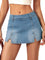 EMMIOL Denim Mini Skirt for Women - Mid Waisted Stretch Side Zipper Skort Y2k Casual Jean Skirts with Shorts Underneath