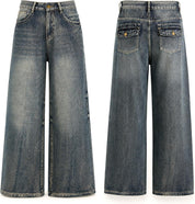 EMMIOL Baggy Jeans for Women High Waisted Womens Wide Leg Jeans Plus Size | Y2K Boyfriends Denim Pants, Casual Loose Wide Leg Jeans, Straight Leg, High Waist, 90s Vintage Baggy Pants with Pockets