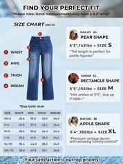 EMMIOL Straight Leg Jeans for Women High Waisted Petite Wide Leg Jeans | Baggy Jeans, Front Seamed, Petite Jeans for Women, Straight Leg, Stretchy Denim Pants with Pockets, High Rise