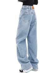 High Waist Streetwear Boyfriend Baggy Wide Leg Denim Pants