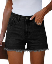 High Waisted Button Denim Shorts