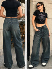 EMMIOL Women Baggy Jeans High Waist Boyfriend Streetwear Vintage Jeans Wide Leg Denim Pants